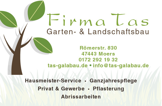 TAS Gartenbau Landschaftsbau Moers  Visitenkarte